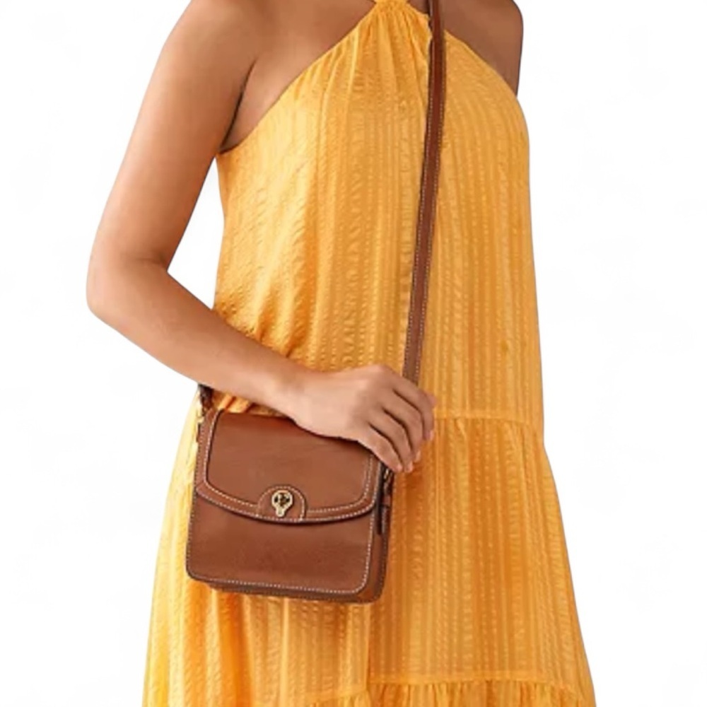 Fossil Ainsley Small Flap Crossbody handbag Medium Brown Leather NWT $195 - Picture 3 of 7
